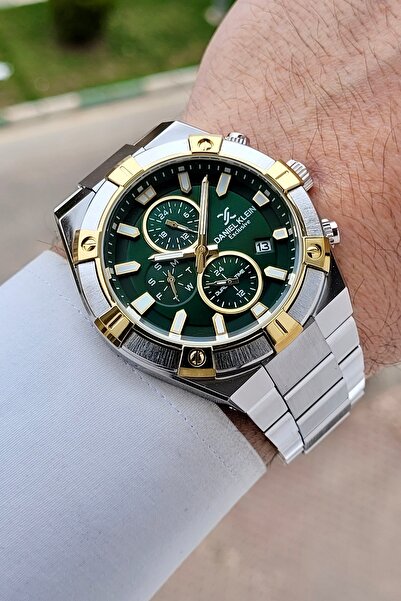 Daniel Klein 45 mm Functional Men's Wristwatch with Green Dial and Gray Color...