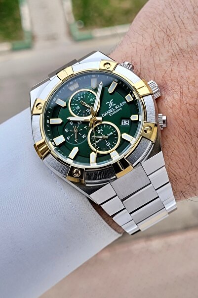 Daniel Klein Green Dial Silver Color Band 45 mm Inner Indicators Active Men's...