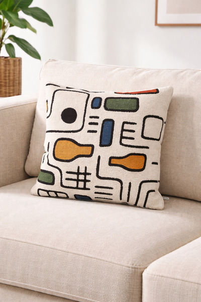 Typoniq Abstract Jacquard Woven Throw Pillow Cover (43X43 cm)