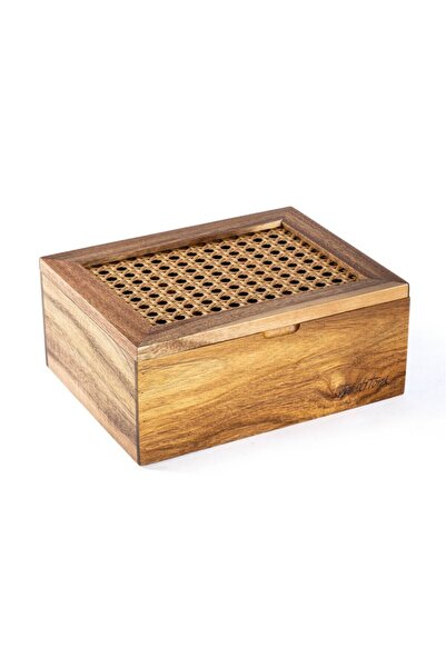 Tantitoni صندوق شاي هازيران من خشب الأكاسيا مقاس 21×16 سم