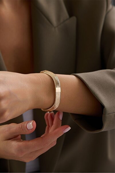 Bayar Gold 14 Ayar Altın Zikzak İtalyan Esnek Bileklik 9 mm