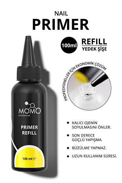 MOMO professional 100 ml Nail Primer, Asitsiz, Yedek Dolum Şişesi, Refill, Ac...