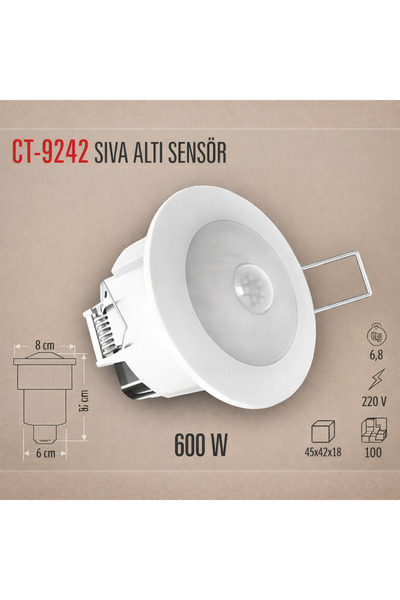 Cata CT‑9242 360° Sıva Altı Hareket Sensörü