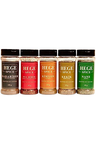 Hege Spice Anadolu Beşlisi 5'li Paket (Karabiber, Pul Biber, Kimyon, Kekik, N...