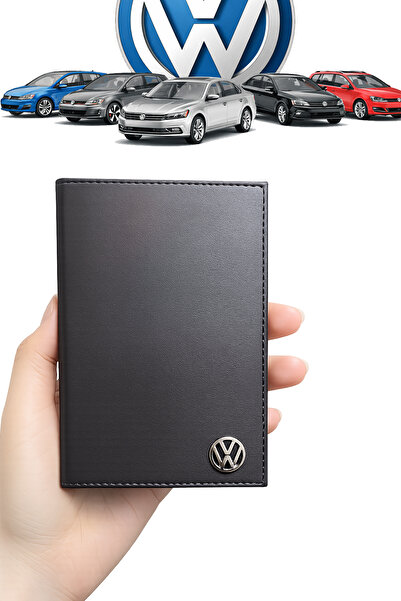 GARDENAUTO Metal Volkswagen Logolu Deri Ruhsat Kabı Cüzdanı Kılıfı Ruhsatlık ...