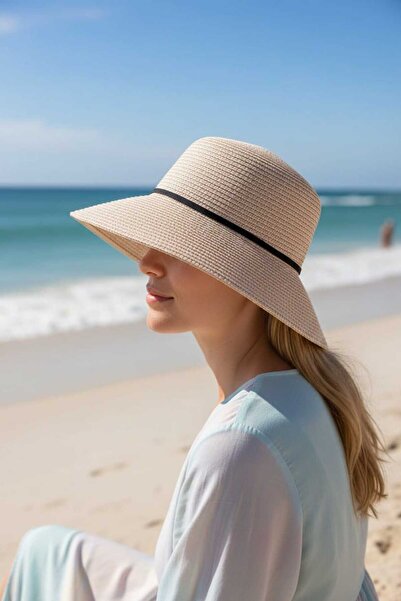 Aware Time Ženski slamnati fedora šešir sa čipkom