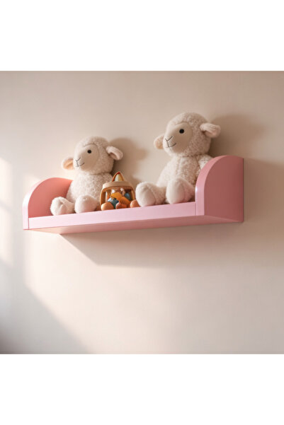 WoodArtDesign 1 adet Pastel Pembe Çocuk Odası Duvar Rafı – Oyuncak ve Kitap R...