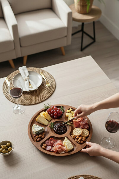 Akayev Akasya 5-Compartment 25 cm Rotating Presentation Plate