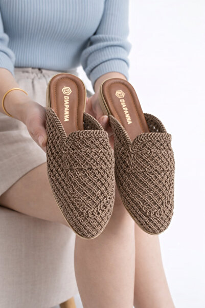 Behtah Kundura Γυναικείες Παντόφλες Κλειστές Ψάθινες Δαντέλες Πλεκτές Προίκες...