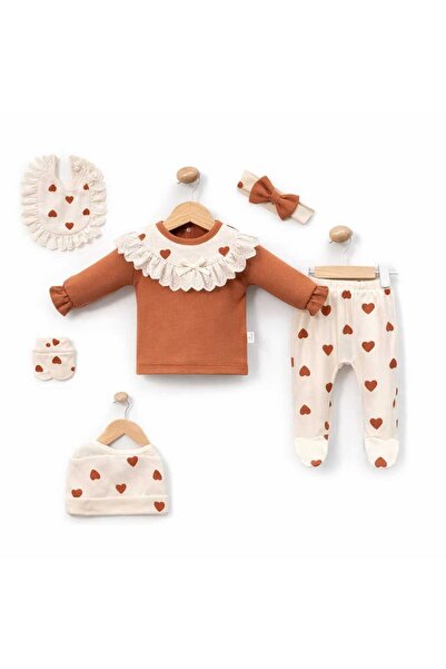 minicayzen Unez Baby Girl 7-Piece Hospital Discharge Set Heart Patterned Bow ...