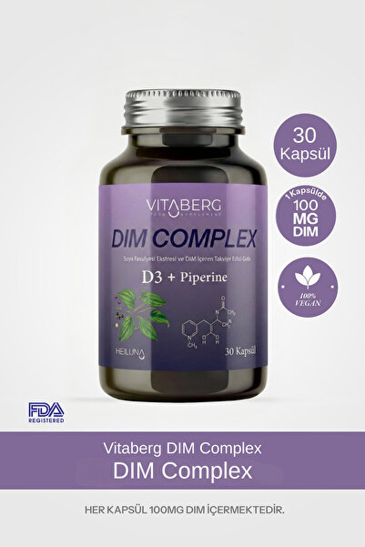 Vitaberg Dim Complex 30 Capsules |   Dim 100 Mg, D3 and Herbal Extracts Suppl...