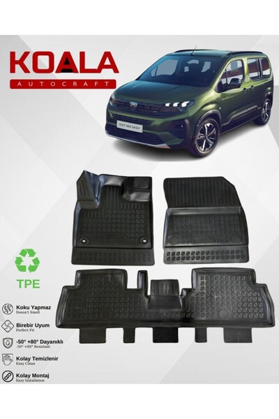 KoalaOtoTekstil Peugeot Rifter (2019+sonrası) Ile Uyumlu - Araca Özel Paspas