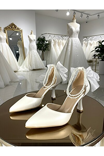 Gloriys Ayakkabı & Çanta Leather Ankle-Pearl Embellished 9 cm Heel Engagement...