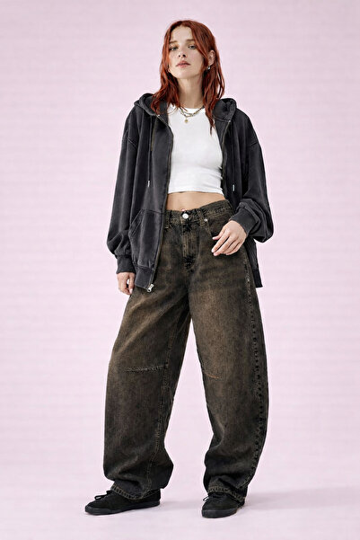 september island Vintage Thabit Smoky Brown Color Boyfriend Baggy Denim Jeans