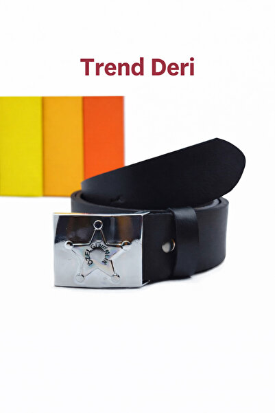 Trend Deri Hakiki Deri Özel Güvenlik Kemeri 4.5 Cm Security Belt