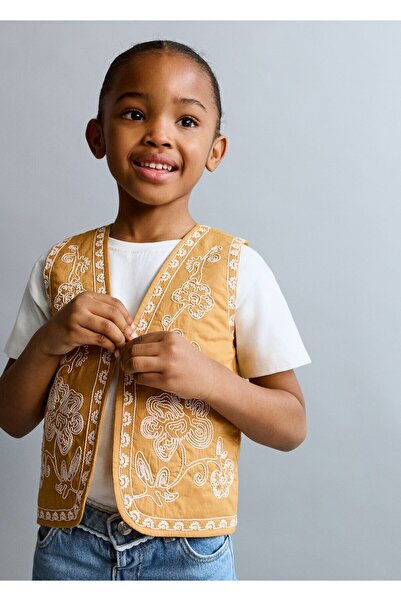 MANGO Baby Çiçek işlemeli yelek