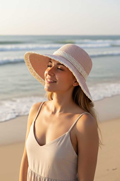 Aware Time قبعة فيلكرو نصف قمر من القش