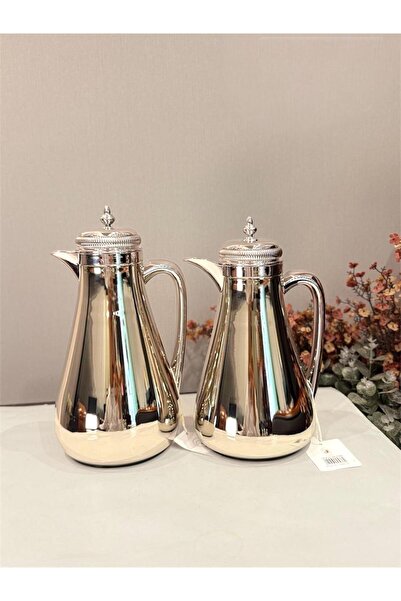 aljahwari 2-piece thermos set, full silver color