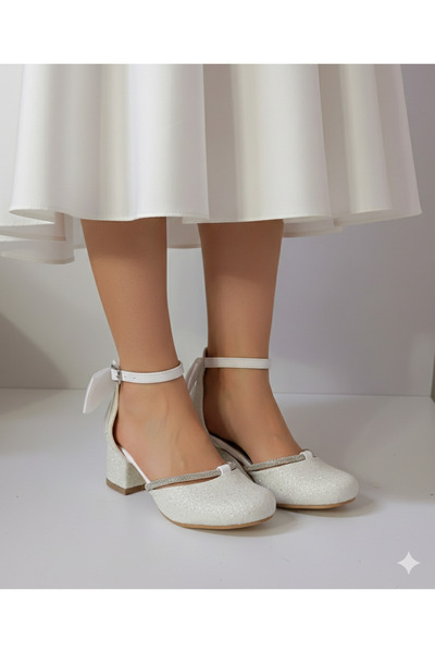 PATİK BEBE Girls' Stylish Evening Dress Shoes with Shiny Details and Bows, Co...