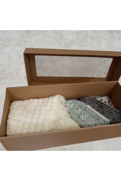 SETORİA Çeyizlik Kutulu Set / Fransız Model Gelin Şalı + 2 Adet Patik + 2 Ade...