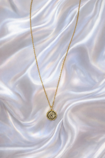 PORSE Nazar Boncuklu Çelik Zarif Kolye Altın Rengi