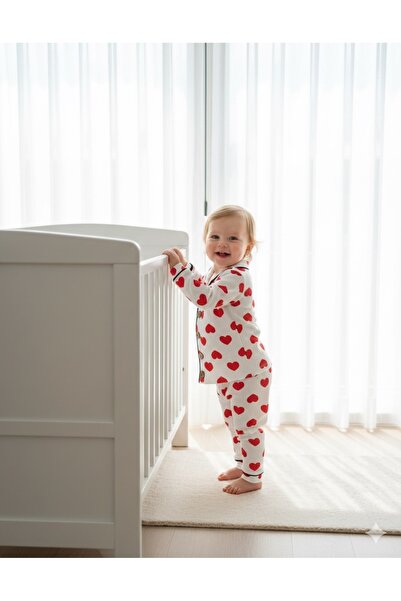 Miniday Baby Girl's Printed Pajama Set 2-Piece Shirt Collar Nightgown