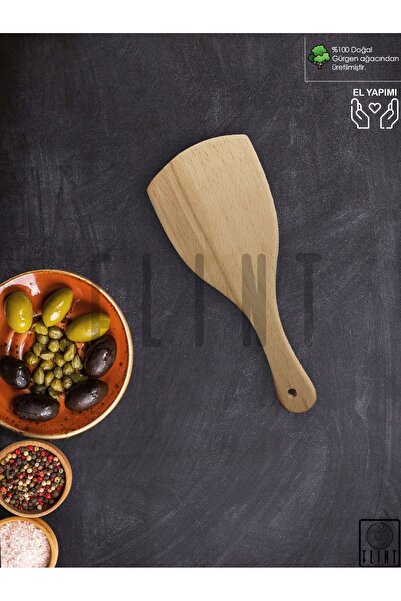 FLINT Gürgen ağacı el yapımı tahta ahşap spatula mutfak yemek servis kaşığı ç...