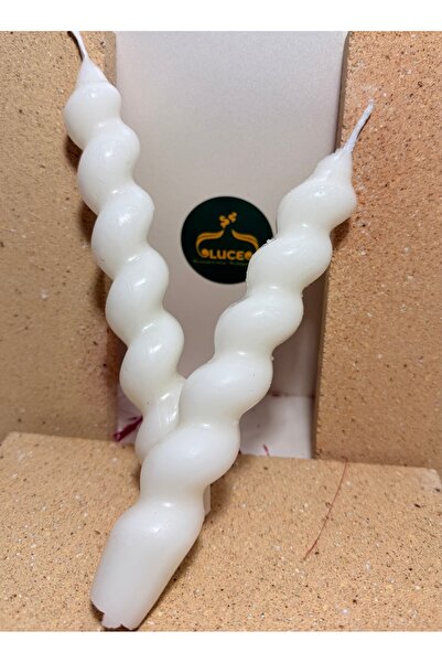 luce fioca 2 Adet Beyaz Burgu Dekoratif Spiral Şamdan Mum