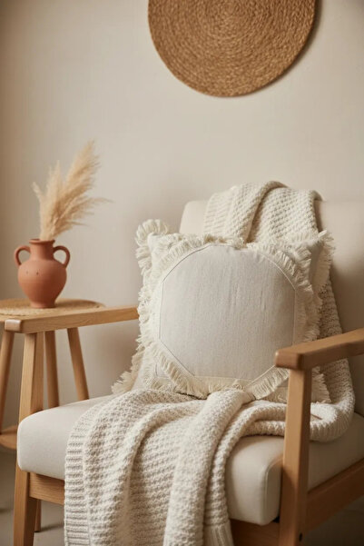 NDC HOME Сира бавовняна баклава Мозаїка з бахромою Подушка Подушка Чохол 35x55