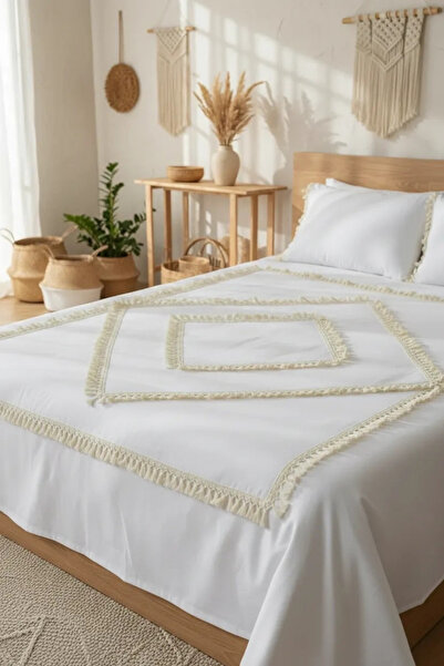 NDC HOME Beli Pamuk Lan Jednokrevetno Mozaik Pompom (rezervno Jastuk pakovanj...