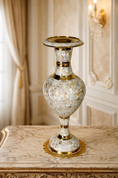 Handmade ESTERHOMEDECOR Sedef kaplama pirinç vazo 90cm