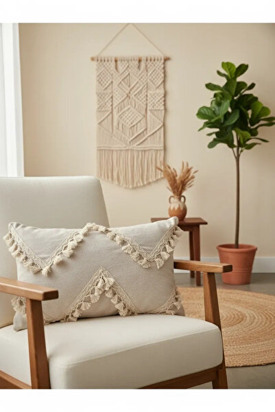 NDC HOME Husă de pernă cu pompon încrucișat cu design special, cu un singur i...