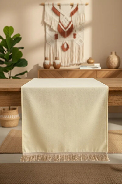 NDC HOME Τραπεζομάντιλο Premium Linen Yellow Tasseled Runner (45 x 150)