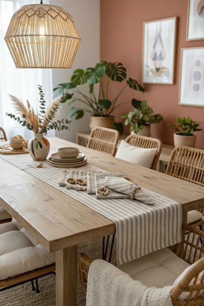 NDC HOME Set od 6 sivih tankih salveta C Prugasto K Lan - sa kopčom kao poklon