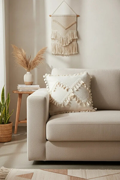 NDC HOME Калъфка за възглавница със специален дизайн и кръстосани помпони, ед...