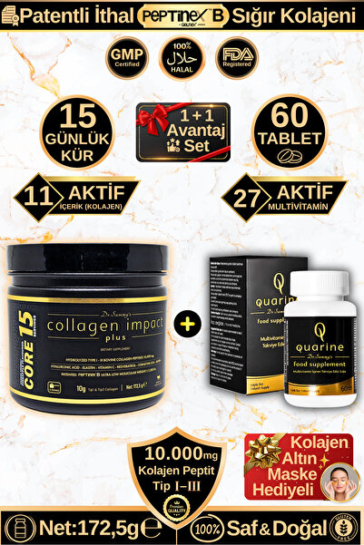 Dr.Sammy's Quarine Saç Vitamini + Core 15 Collagen Avantaj Set (15 Günlük Hid...