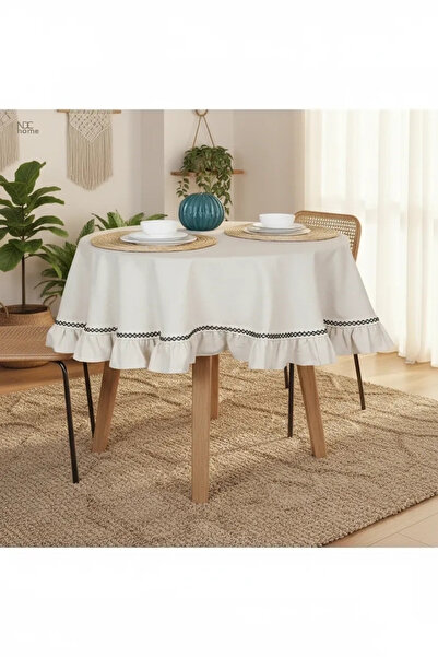 NDC HOME Raw Linen Round Ruffle Special Series Tablecloth