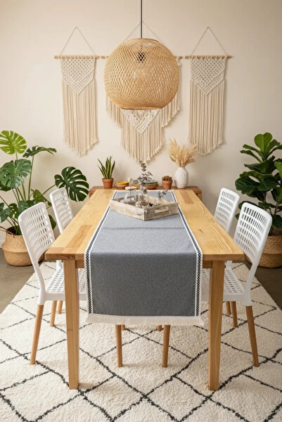 NDC HOME عداء شرابة مخطط باللون الرمادي الفحمي والأسود