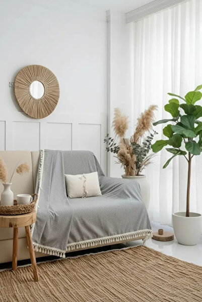 NDC HOME غطاء أريكة من الكتان باللون الرمادي الفحمي [170 × 220]