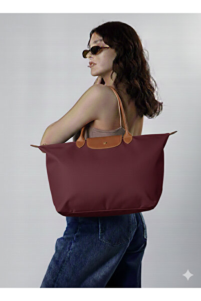timelessbag Fermuarlı Kadın Bordo El Ve Kol Çantası Kumaş