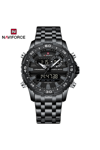 Naviforce ساعة كرونوغراف رياضية فاخرة للرجال، مصنوعة بالكامل من الفولاذ المقا...