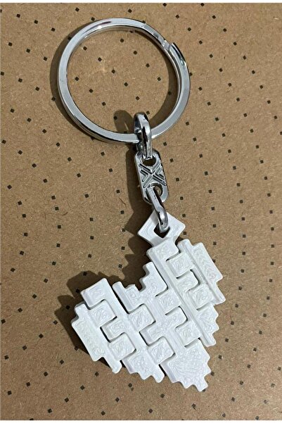 LİNKA İNŞAAT Heart-Shaped Movable Keychain Gift - White 3D Printing