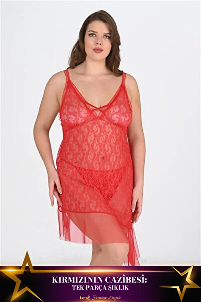 Letsii Large Nightgown One Piece Design Red Color