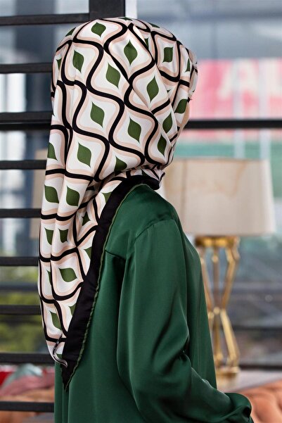 VİOLLA Eșarfă cu model cerc geometric în twill, culoare verde smarald, 90x90 ...