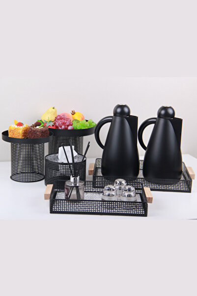 Generic طقم ضيافة عصري متكامل مكون من طقم ترامس شاي وقهوة + طقم استاند كيك + ...