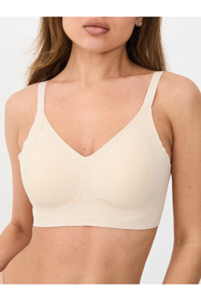 ALYA UNDERWEAR Women's Ribbed Fabric Flexible Non-Wired Lightly Padded Remova...