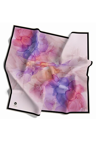 VİOLLA Rayon Batik Desenli Mor Renkli 90x90 Eşarp (İpek İçermez) Kenar Dikiş ...