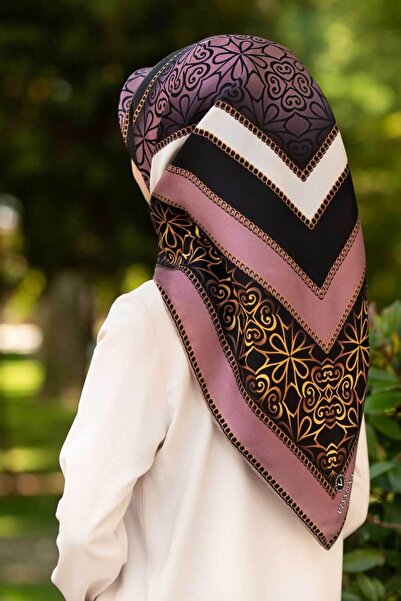 Vissona %100 Twill İpek Zincir Desenli Pudra - Krem Renkli 90x90 Eşarp Dikim ...
