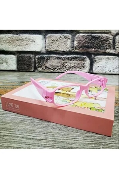 lawrenceshop Pembe Led Işıklı Camsız Kitap Okuma Gözlüğü Gece Gözlük Işık