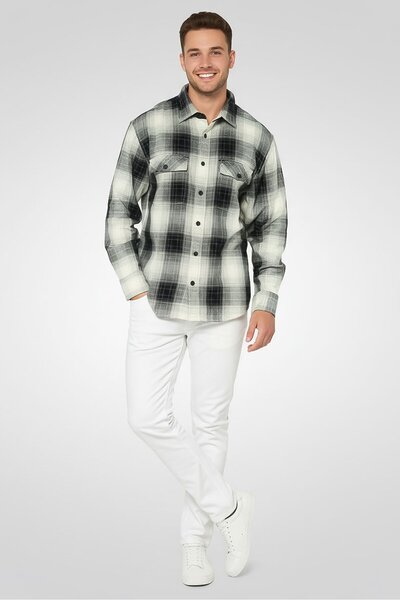 Gant قميص رجالي قصة مريحة بأكمام طويلة قماش منقش، بقصة مريحة، متعدد الألوان